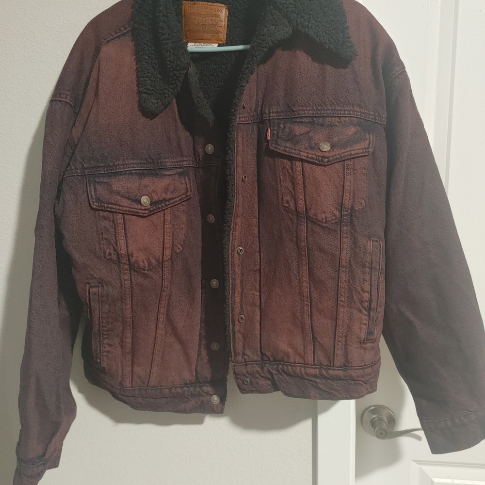 Levi's Black and Burgundy Jean Truckers Jacket